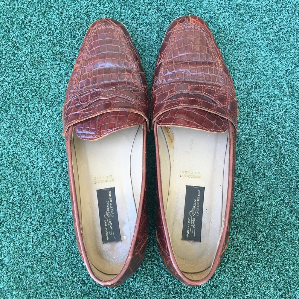 Sesto Meucci Vintage Crocodile Leather Loafer Luggage 9.5 - Picture 10 of 16